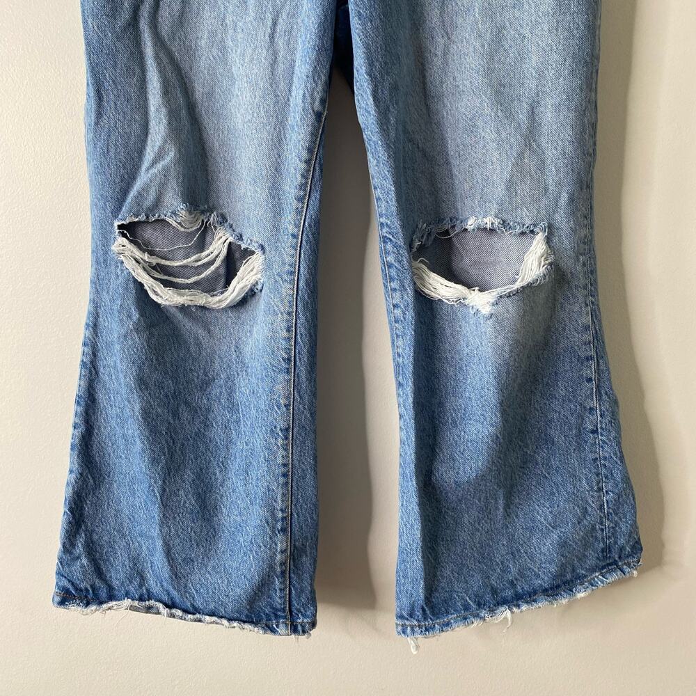 FREE PEOPLE Ranger Ripped Crop Wide Leg Jeans High Waisted Size  31 - Picture 4 of 11